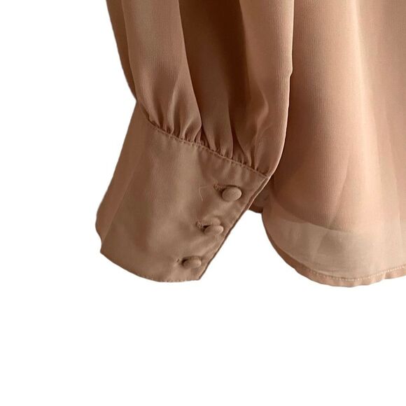 CYNTHIA ROWLEY Blouse Embellished Embroidery Beading Nude M - Picture 5 of 8